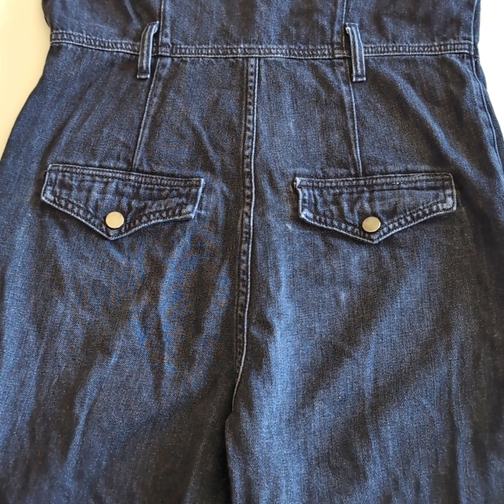 VERONICA BEARD Annie Cargo Denim Jumpsuit in Washed Onyx Black Size S - Picture 13 of 14